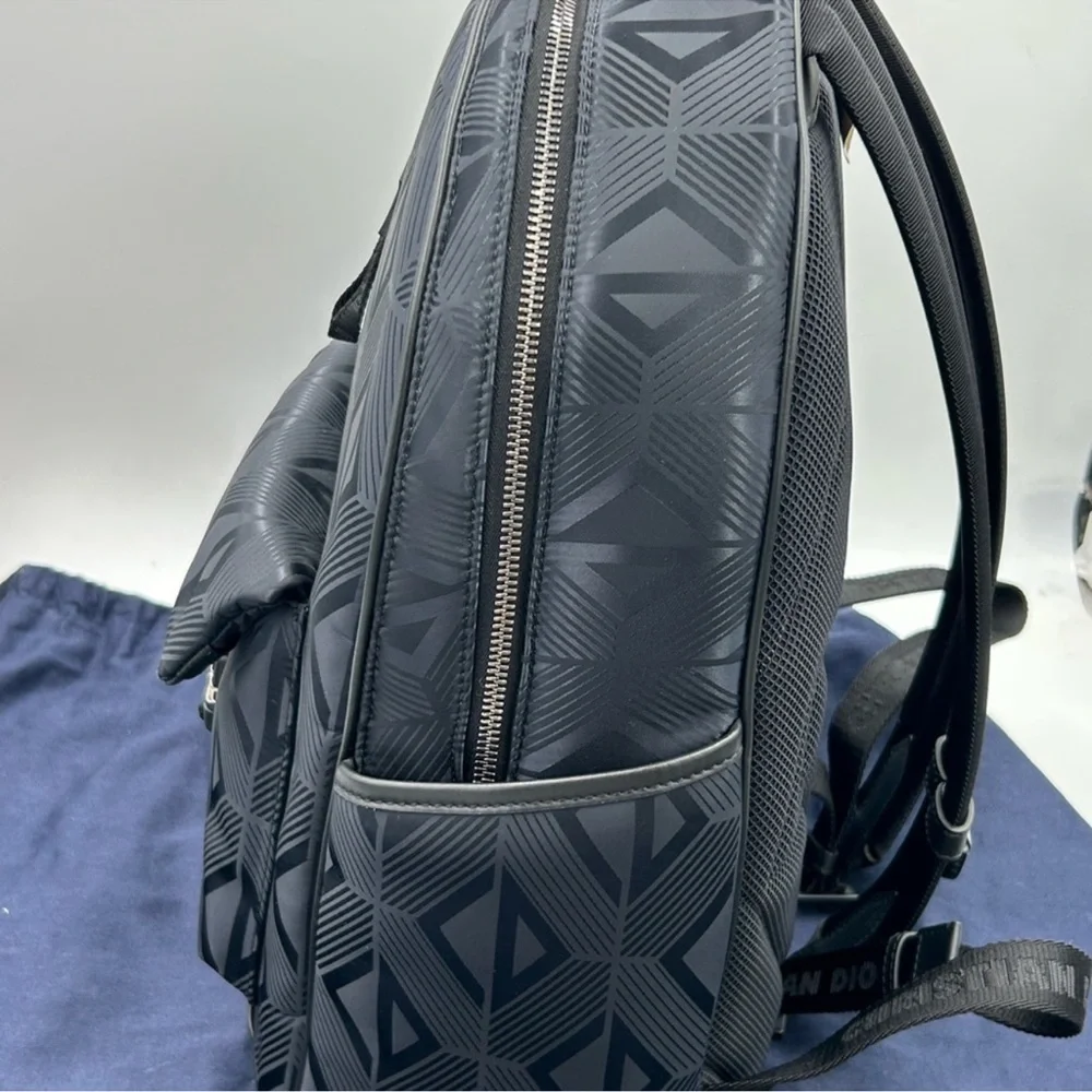 Dior diamond dark black backpack made in Italy NWT